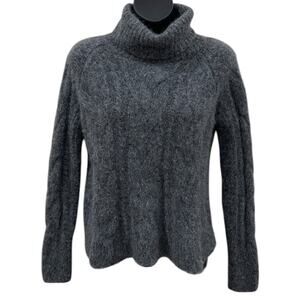 Faherty Frost Cable Stitch Turtleneck Alpaca Blend Sweater